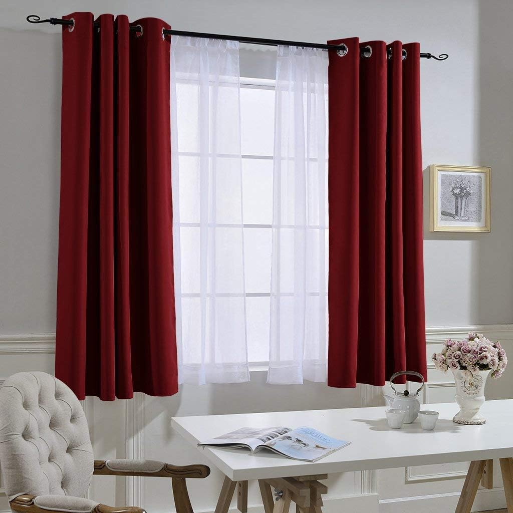 Nicetown Burgundy Red Blackout Draperies Curtains - Thermal Insulated Solid Grommet Blackout Curtains/Panels/Drapes for Present (1 Pair, 52…