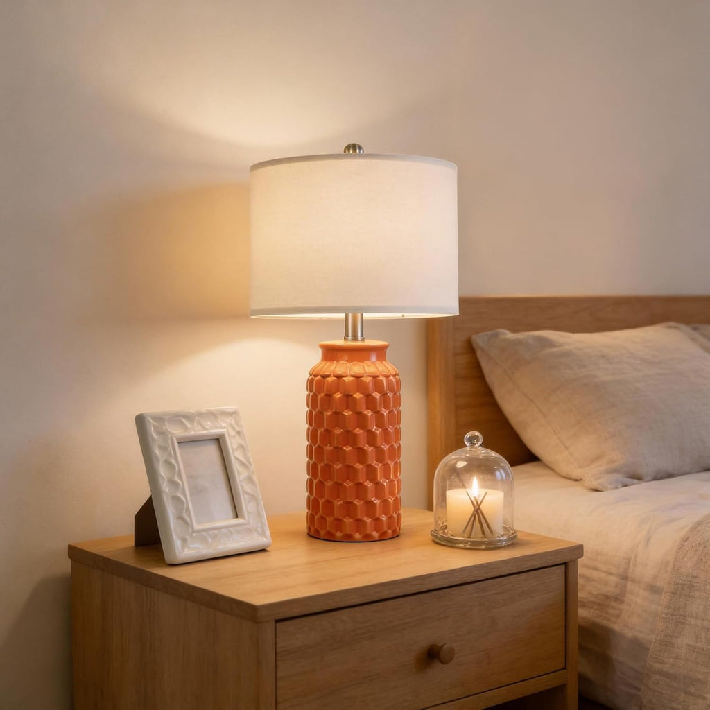 USumkky 20.5" Ceramic Table Lamps Set of 2, Modern Farmhouse Boho Bedside Lamps for Bedroom, Nightstand Lamps for Living Room End Tables…