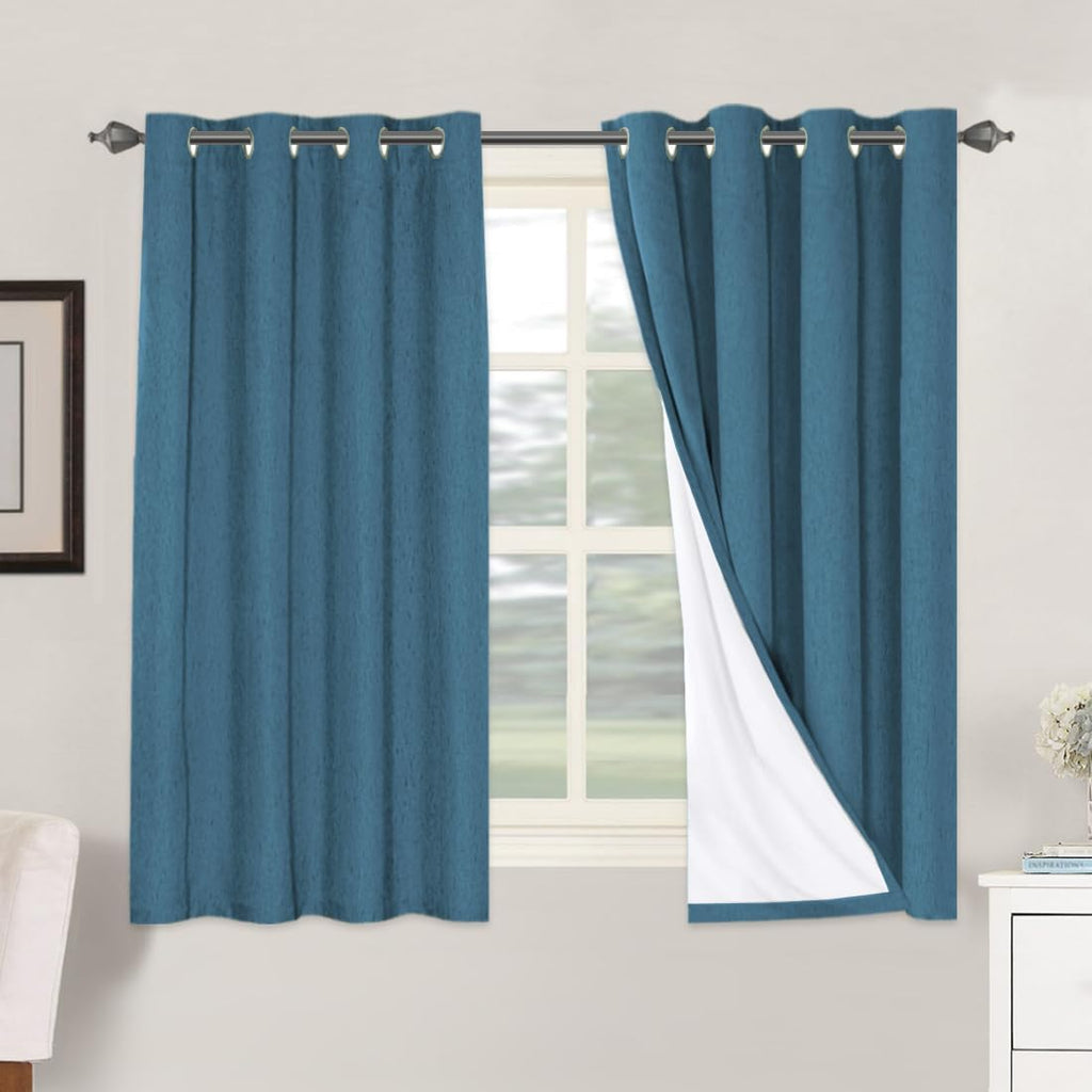 H.VERSAILTEX 100% Blackout Curtains for Bedroom Thermal Insulated Linen Textured Curtains Heat and Full Light Blocking Drapes Living Room…