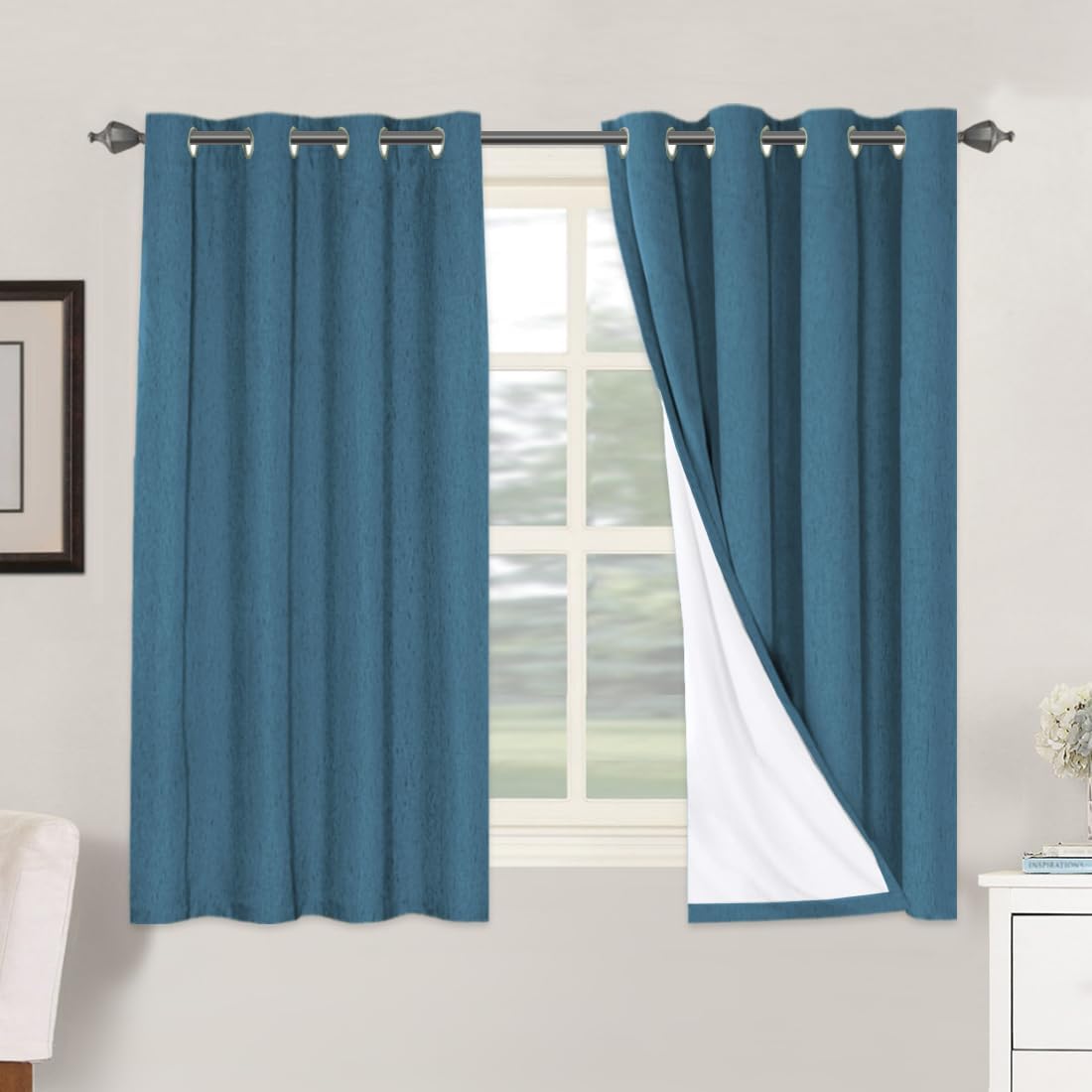 H.VERSAILTEX 100% Blackout Curtains for Bedroom Thermal Insulated Linen Textured Curtains Heat and Full Light Blocking Drapes Living Room…