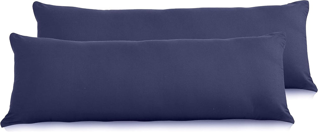 Evolive Soft Brushed Microfiber Body Pillow Cover 21"x54" Pack of 2 with Zipper Closure, Navy