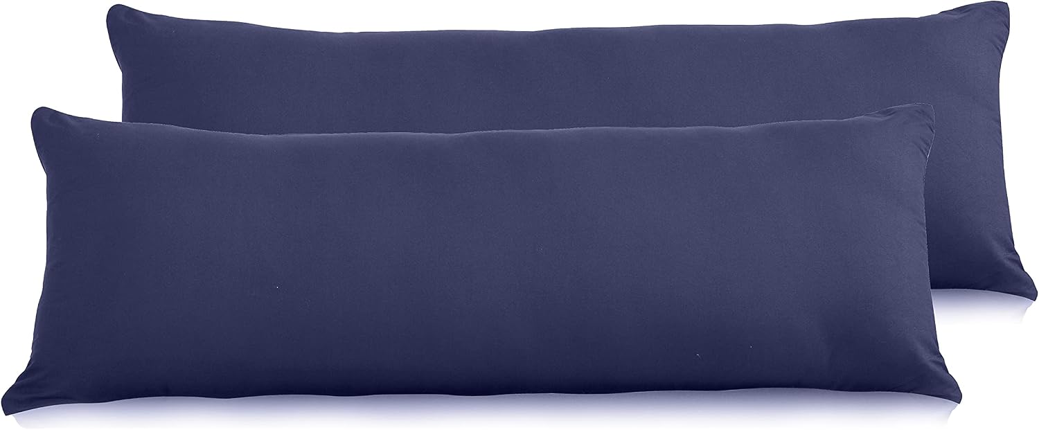 Evolive Soft Brushed Microfiber Body Pillow Cover 21"x54" Pack of 2 with Zipper Closure, Navy