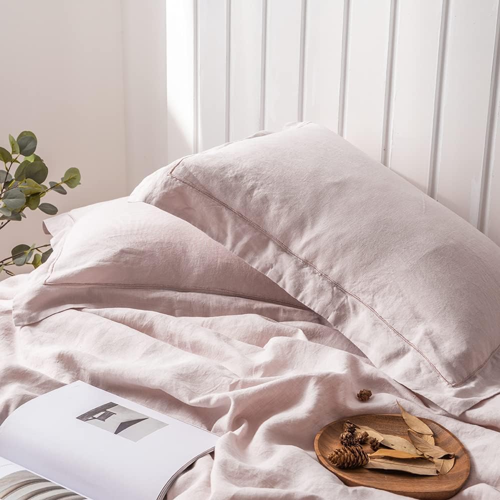 Simple&Opulence 100% Washed Linen Duvet Cover with Embroidered, 3 Pieces Soft Farmhouse Comforter Set with Button Closure,1…