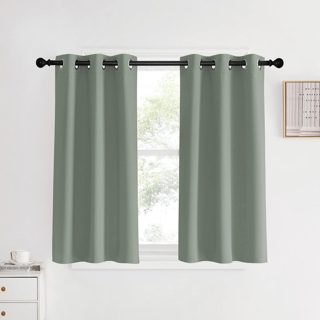 NICETOWN Bedroom Curtain Panels Blackout Draperies, Sage Green, 1 Pair, 34 by 40-inch, Thermal Insulated Solid Grommet Blackout…