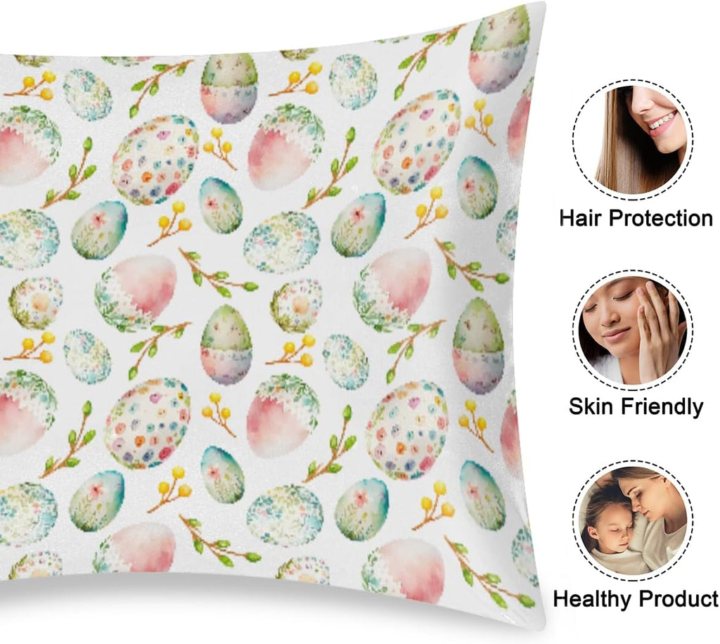 Colorful Easter Eggs Satin Pillowcase for Hair and Skin Soft Silk Pillow Cases with Envelope Closure Cooling Pillow Case Slip 15.99…