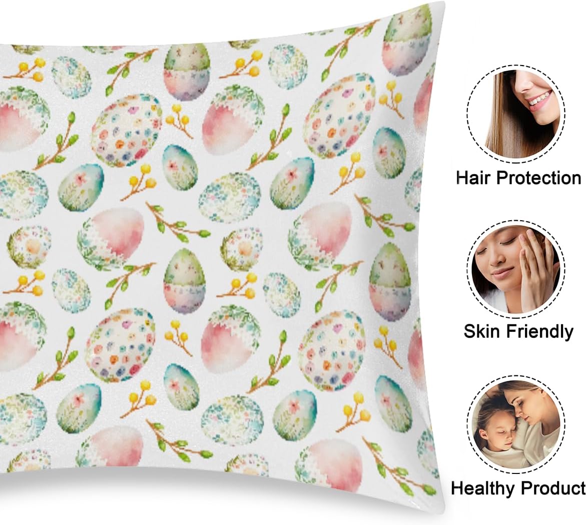 Colorful Easter Eggs Satin Pillowcase for Hair and Skin Soft Silk Pillow Cases with Envelope Closure Cooling Pillow Case Slip 15.99…