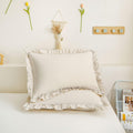 Merryword Beige Pillowcases Ruffled Pillow Shams Beige Grey Ruffle Queen Pillowcases Set of 2 Shabby Chic Pillowcases 2 Pack 2 Pack Grey