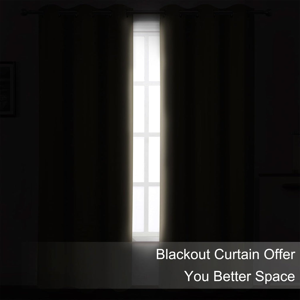 Lemomo Blackout Curtains 52 x 84 inches Long Khaki Curtains Set of 2 Panels Thermal Insulated Room Darkening Curtains for Bedroom 84 inches…