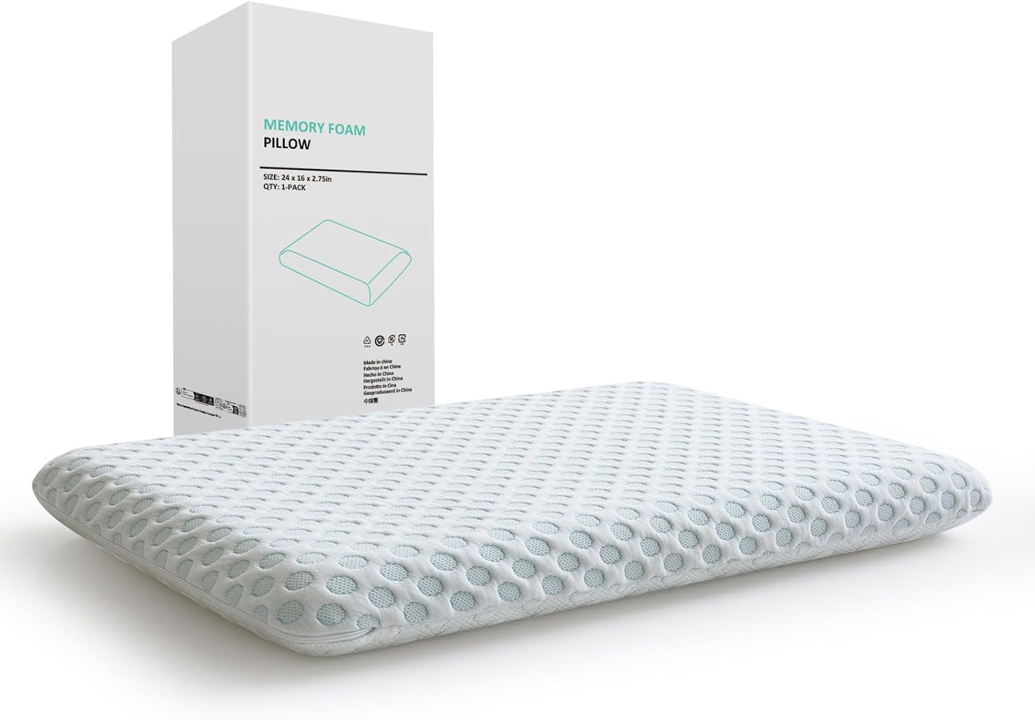 HcoreMemoryFoamHome Hcore Ultra Thin Pillow 2.75" Stomach Sleeping, Pillow for Side Back Stomach Sleepers, Gel Infused Memory Foam Pil…