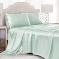 Cobedzy 3 Pcs Mint Green Satin Sheets Twin XL Size Silky Satin Bedding Sheets Set with 1 Deep Pocket Fitted Sheet, 1 Flat Sheet, 1 Pillowca…