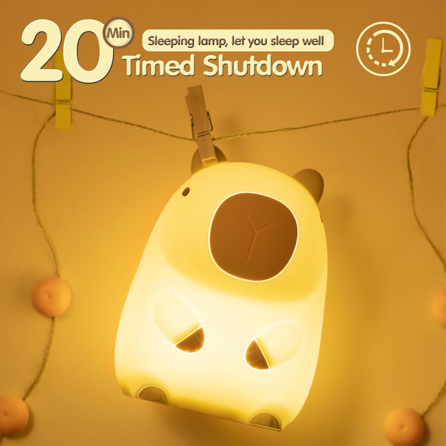 Atsuinightlight ATSUI Cute Capybara Night Light, LED Squishy Novelty Animal Lamp, Food Grade Silicone, 2 Level Dimmable, Breastfeeding Nurs…