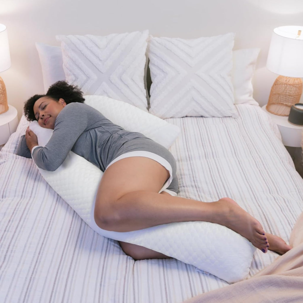 MedCline Cooling Body Pillow for Side Sleepers, Full-Body Support Pillow with Adjustable Memory Foam Stuffing, Ergonomic Design for…
