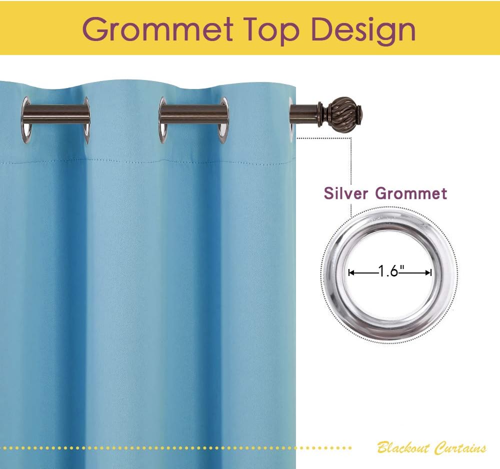 NICETOWN Thermal Insulated Curtains Blackout Draperies, Window Treatment Solid Grommet Room Darkening Drape Panels for Bedroom (Teal…