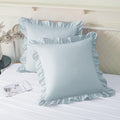 KKJIAF Ruffle Pillow Cases 24x24 Inches, Dusty Blue Square Ruffled Pillow Covers Set of 2, Microfiber Wrinkle Resistant Pillow Shams with…