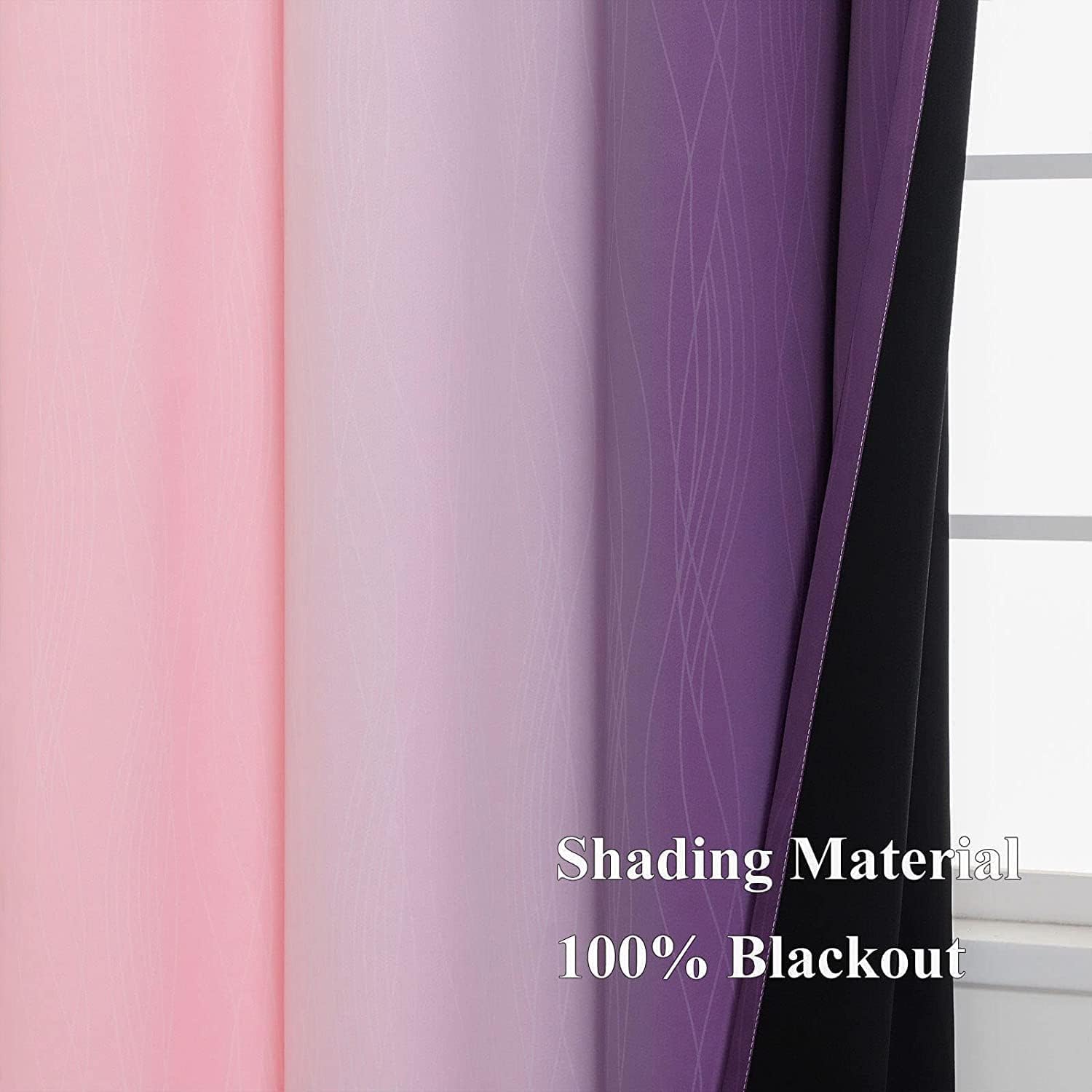 Estelartextiler Pink and Purple Curtains 45 Inch Length 2 panels, Full Light Blocking Ombre Blackout Curtains for Kids Room, Thermal Insula…