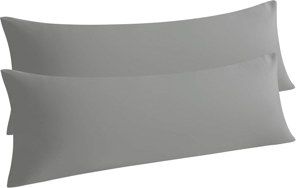 Ntbay 2-Piece Body Pillowcase Set, 20x54 inches, Smoke Grey, Microfiber, Wrinkle-Free, Fade-Resistant, Envelope Closure Grey