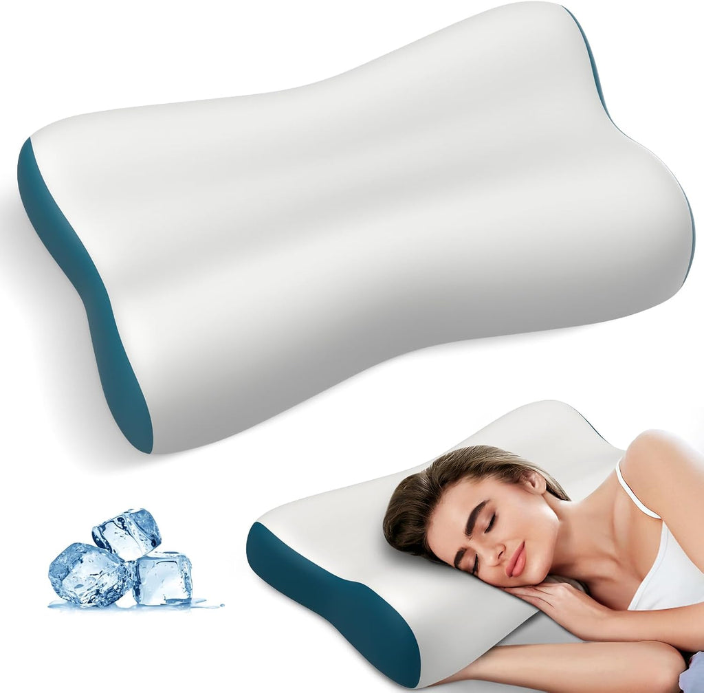 Polovo Cervical Neck Pillow for, Contour Memory Foam Pillows Ergonomic Pillow Orthopedic Cooling Pillow Bed Pillow Neck Support for Side B…