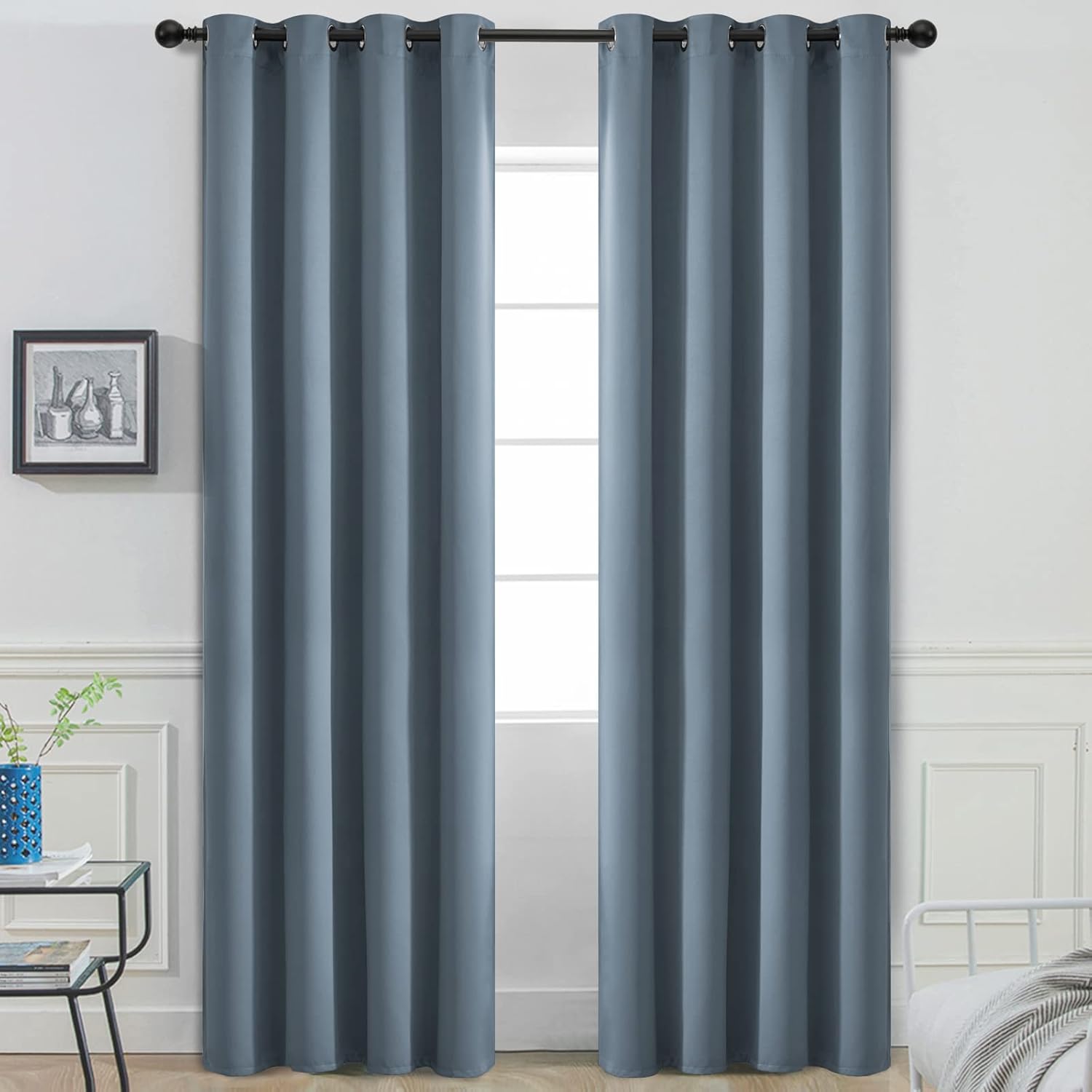 Yakamok 84 Inch Length Blackout Curtains for Bedroom, Room Darkening Thermal Insulated Solid Grommet Panels for Living Room(52Wx84L…