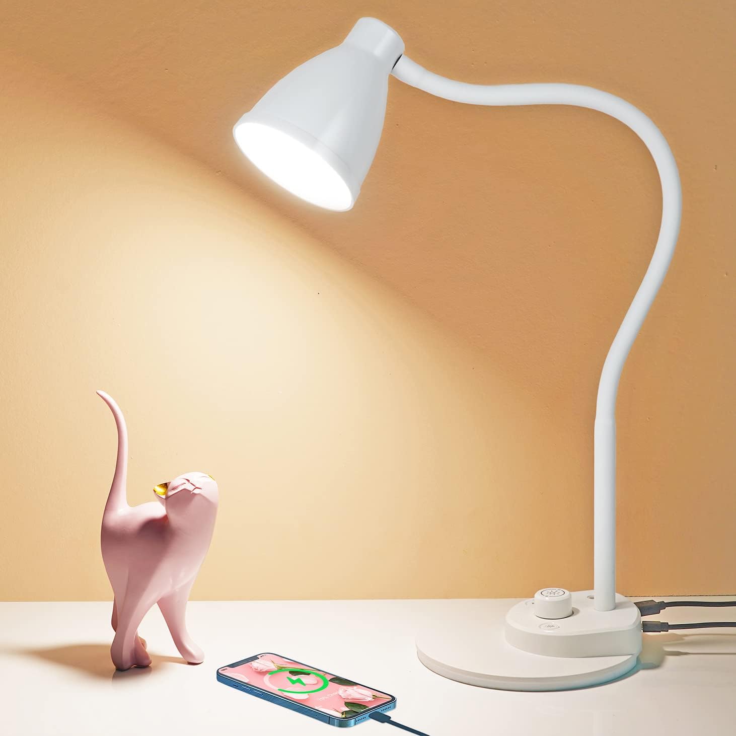 BOHON LED Desk Lamp with USB Charging Port, 3 Color Modes Dimmable Reading Lamp, Auto Dimming Task Lamp, Flexible Neck Table Light for…