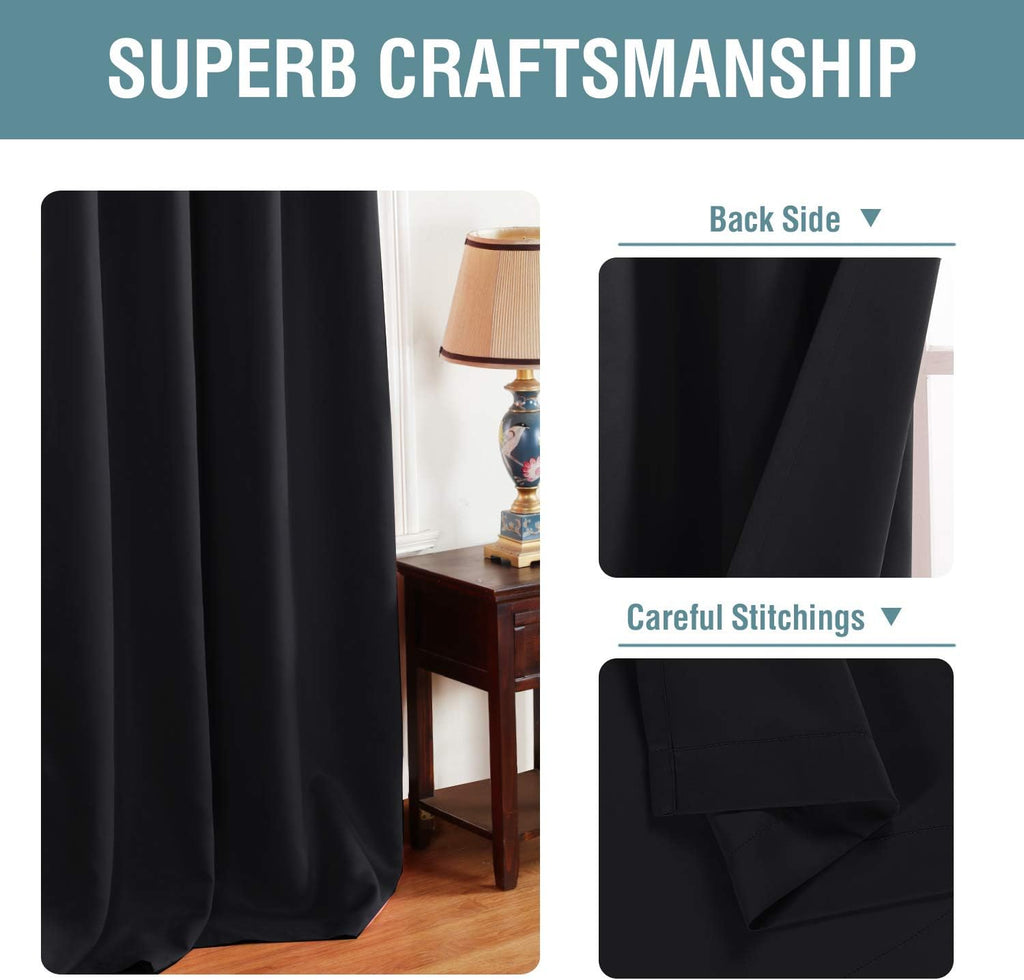H.VERSAILTEX 100% Blackout Bedroom Curtains Drapes 63 Inch Length Thermal Insulated Window Curtain Panels Energy Efficient Grom…