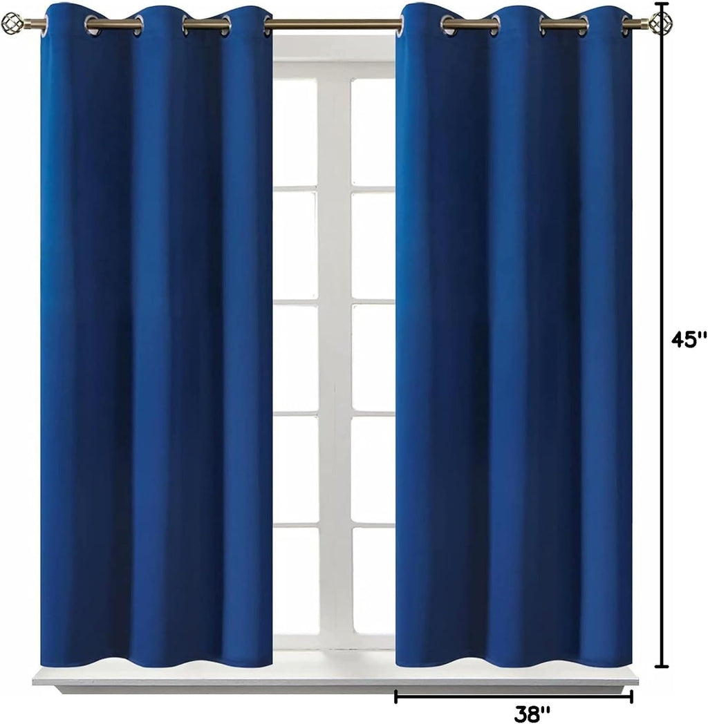 BGment Blackout Curtains for Bedroom - Grommet Thermal Insulated Room Darkening Curtains for Living Room, 38 x 45 Inch, 2 Panels, Royal Blu…