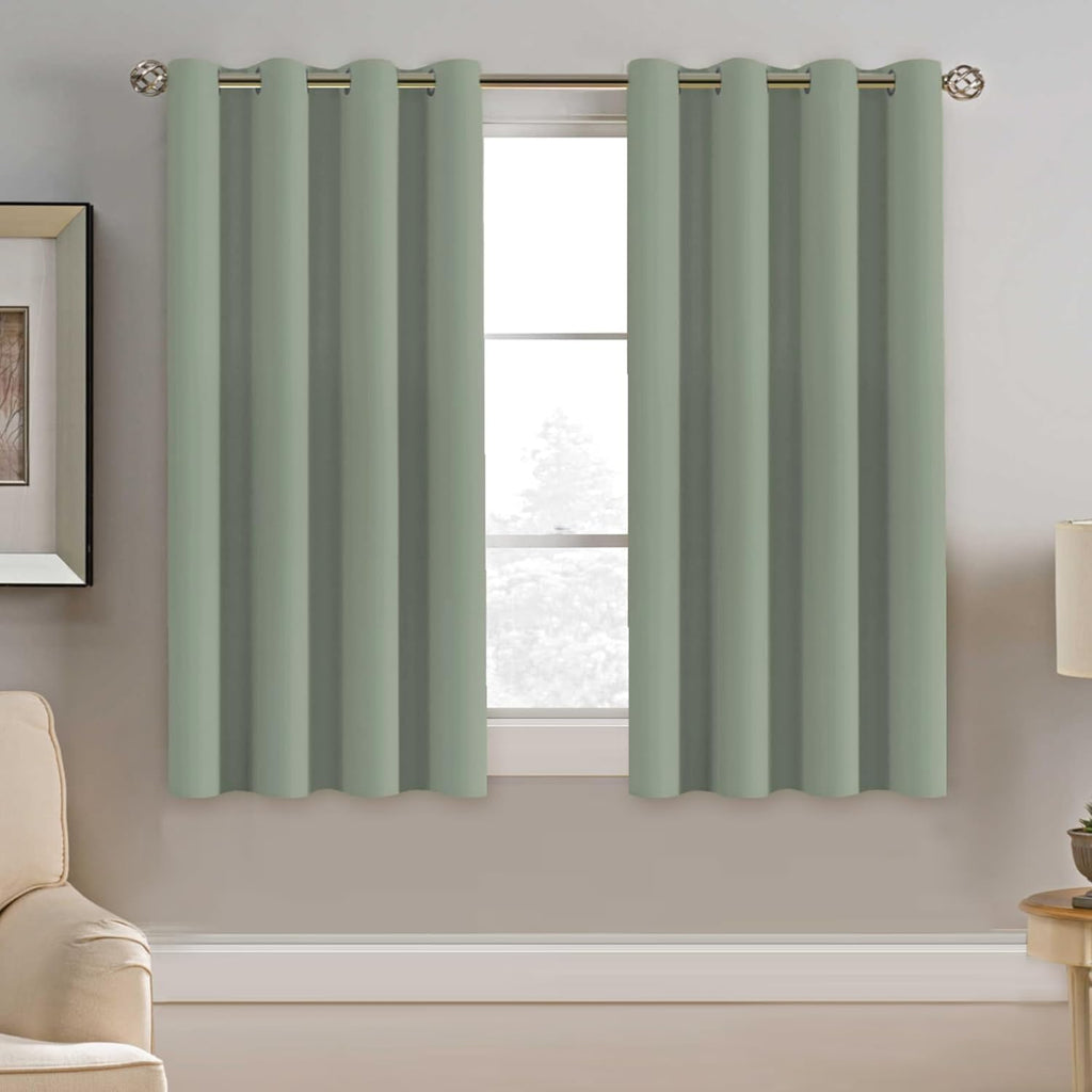 H.VERSAILTEX Blackout Curtain for Living Room Small Window Kitchen Blackout Curtains 45 inch Length Energy Saving Solid Grommet…