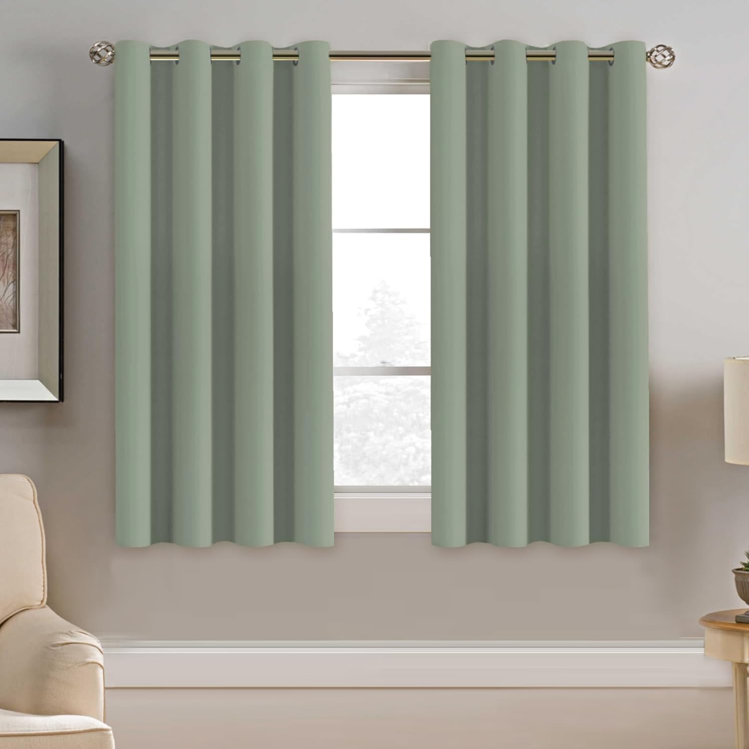 H.VERSAILTEX Blackout Curtain for Living Room Small Window Kitchen Blackout Curtains 45 inch Length Energy Saving Solid Grommet…
