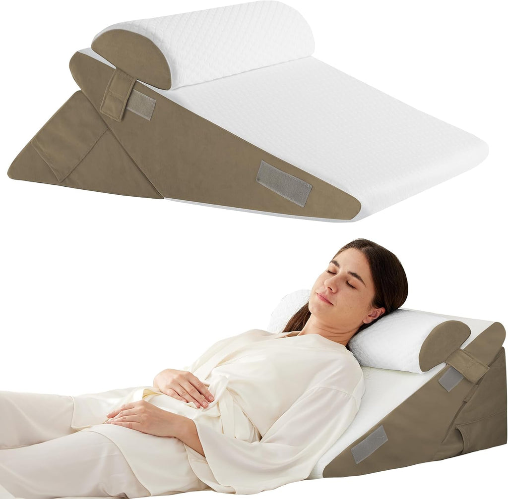 Ruqmuis 3PCS Wedge Pillow Set for After Surgery, Adjustable 9&12 Inch Bed Wedge Pillow for Sleeping, Incline Pillow Wedge for Headboard, Po…