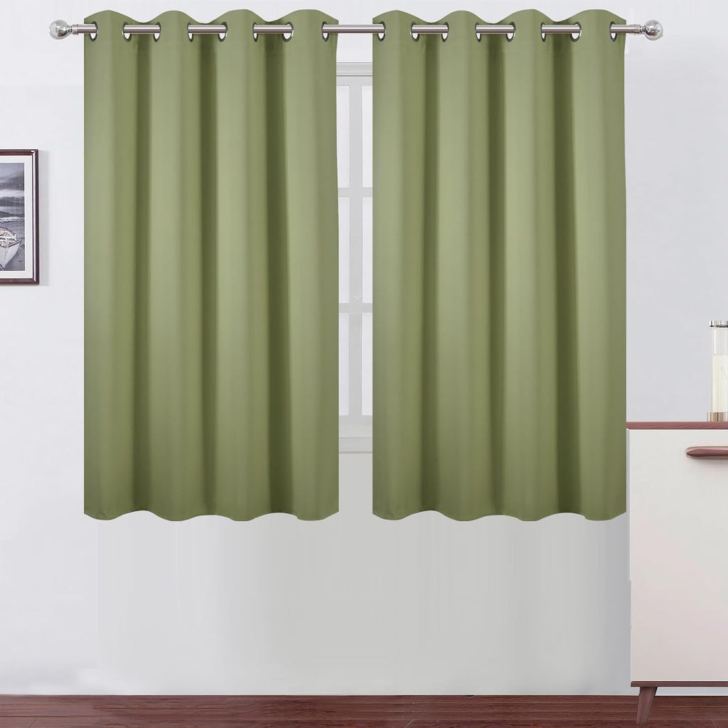 Lemomo Sage Green Thermal Blackout Curtains/52 x 54 Inch/Set of 2 Panels Room Darkening Curtains for Bedroom 54 Inch Green