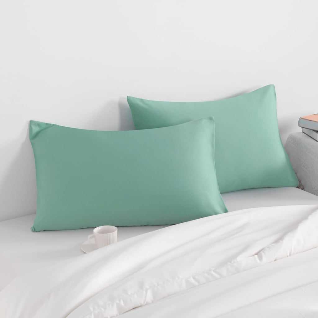 Ntbay Standard Pillow Cases Set of 2, 2 Pack Brushed Microfiber 20x26 Pillow Cases, Soft, Wrinkle, Fade, Stain Resistant Mint Green Pillow…