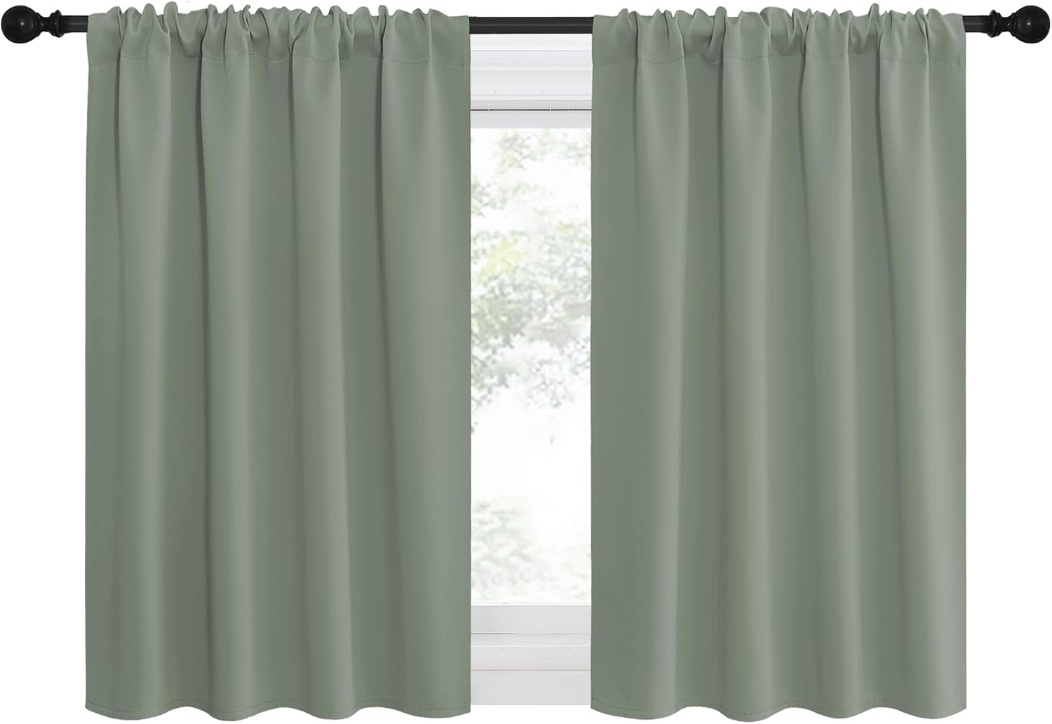 NICETOWN Window Curtains Blackout Drapes - Thermal Insulated Solid Rod Pocket Blackout Curtains/Draperies for Living Room (Sage Green…