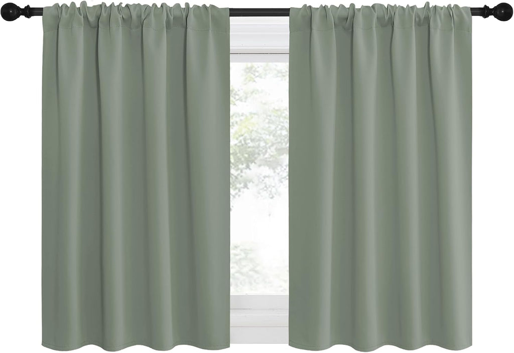 NICETOWN Window Curtains Blackout Drapes - Thermal Insulated Solid Rod Pocket Blackout Curtains/Draperies for Living Room (Sage Green…