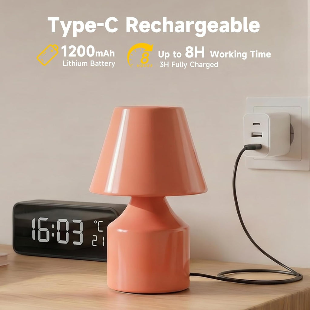 AUGE LIGHT Mini Tap Lamp, Touch Control Night Light, Type-C Rechargeable Cordless Table Lamp for Bedroom, Living Room, Kids' Gift, Pink