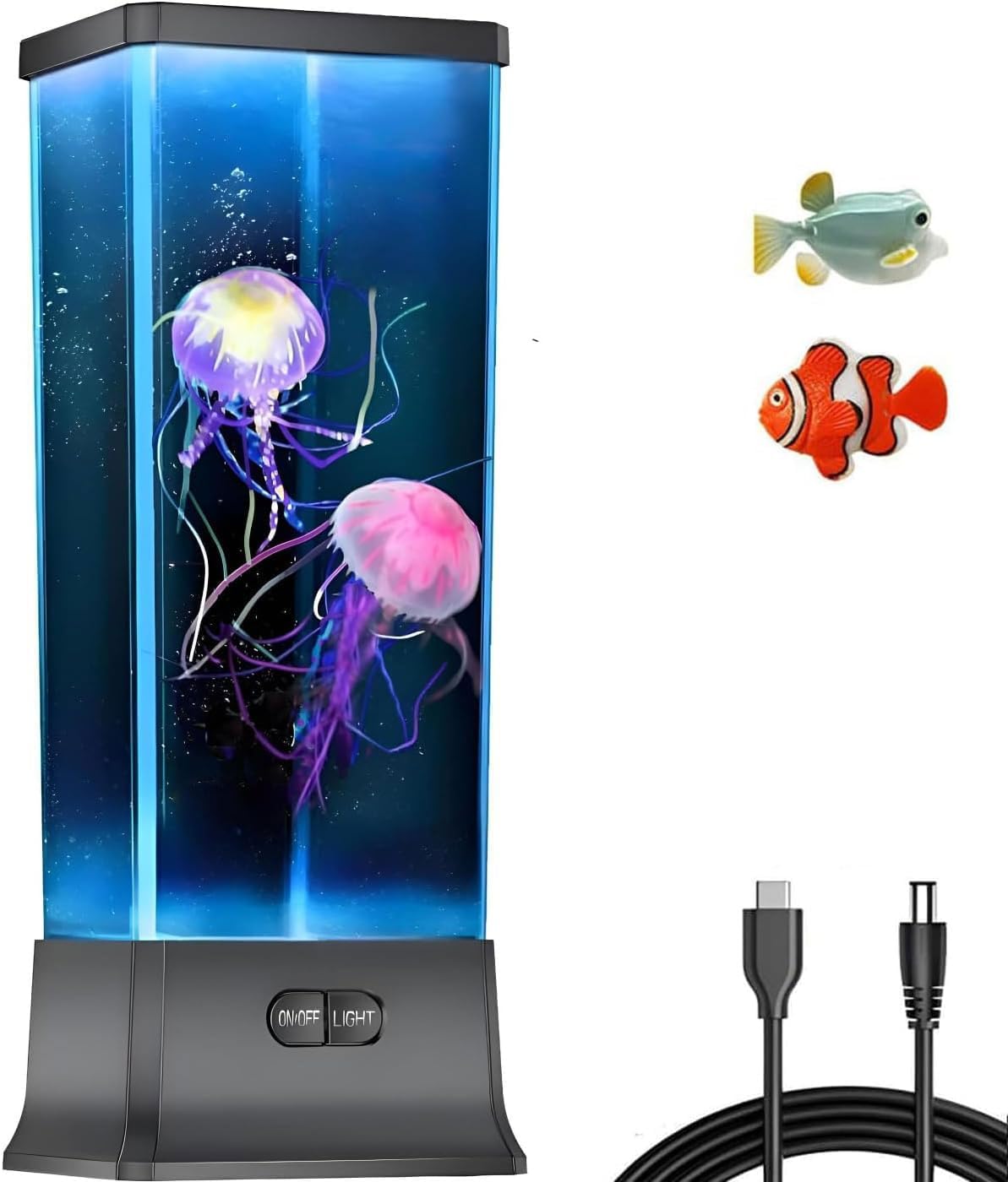 COLORLIFE Electric Jellyfish Tank Table Lamp with Color Changing Light Gift for Kids Men Women Home Deco for Room Mood Light for…