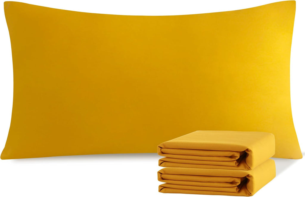 Ntbay King Pillowcase Set - 2 Pack Brushed Microfiber 20x40 Pillowcases - Soft, Wrinkle-Free, Fade-Resistant, Stain-Resistant, Ginger Yello…