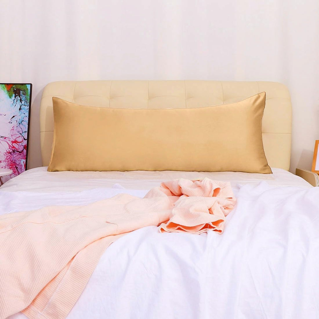 uxcell Body Pillow Cover, 20x54 Inch Gold Silky Satin Body Pillowcases for Hair and Skin, Soft Cooling Smooth Pillow Case with Envelope…