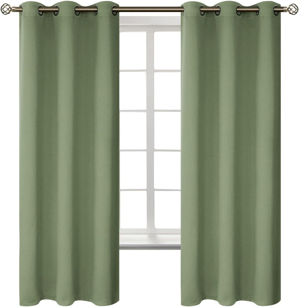BGment Grass Green Black Out Curtains 63 Inch Long for Bedroom - Spring Style Room Decor Thermal Insulated Grommet Minimalist Window Treatm…