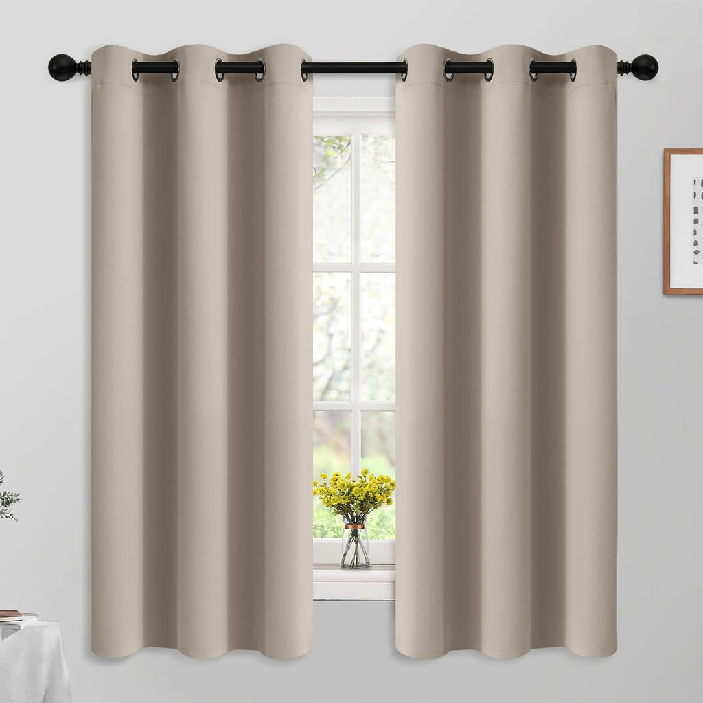 Yakamok Room Darkening Grommet Window Drapes Thermal Insulated Light Blocking Natural Blackout Curtains for Bedroom (42Wx63L, Natural,2…