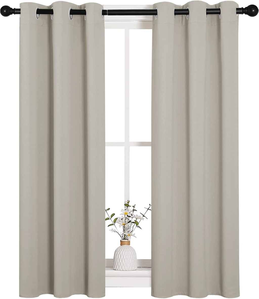 NICETOWN Room Darkening Curtain Panels for Living Room, Thermal Insulated Grommet Room Darkening Draperies/Drapes for Window (Natural, 2…