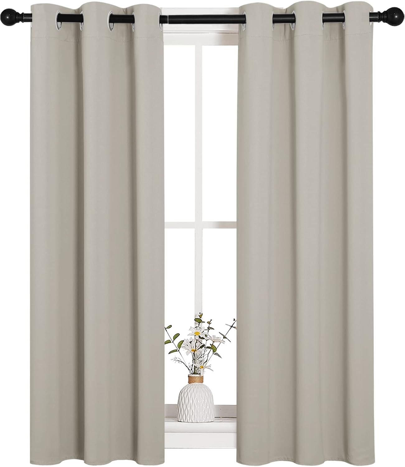 NICETOWN Room Darkening Curtain Panels for Living Room, Thermal Insulated Grommet Room Darkening Draperies/Drapes for Window (Natural, 2…