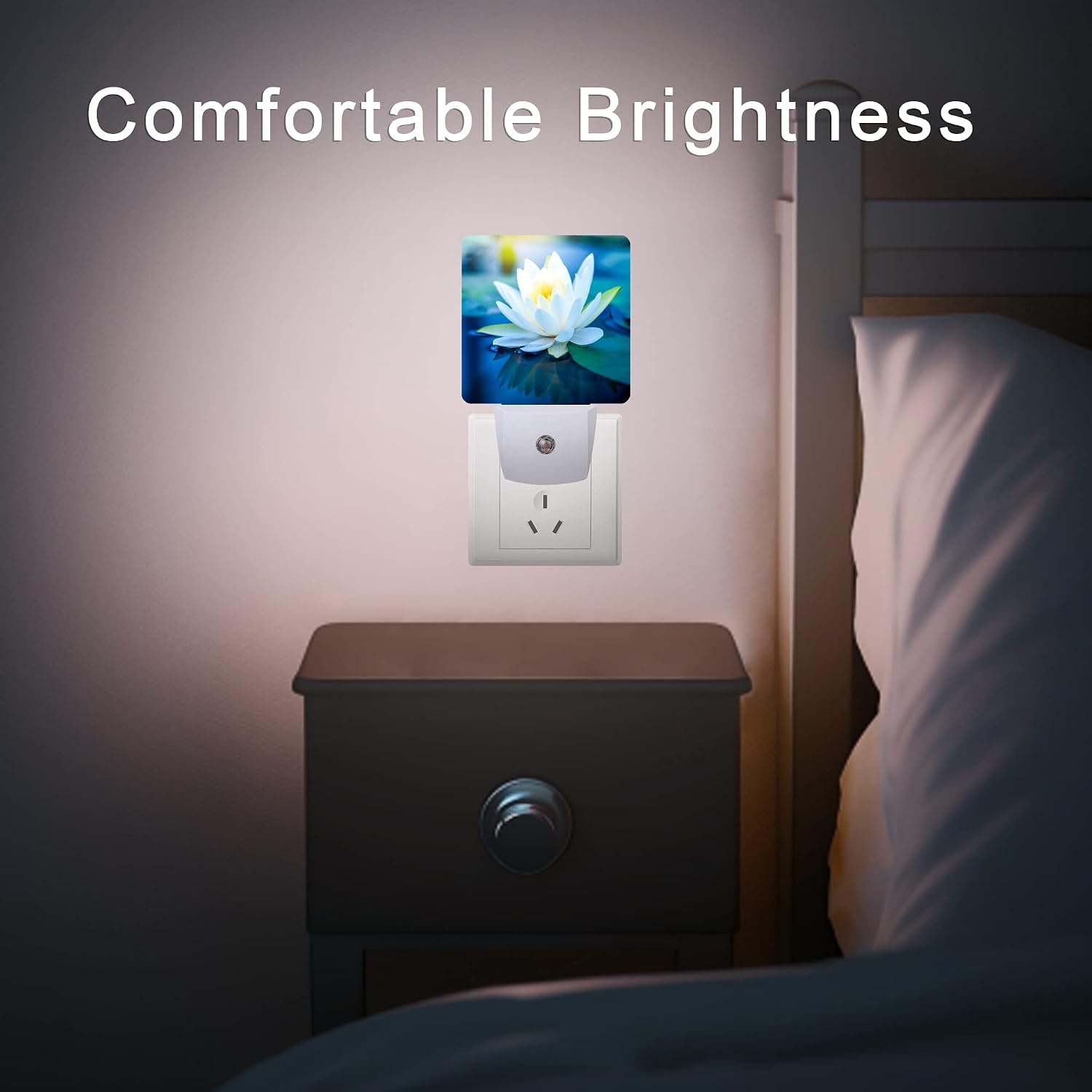 White Lotus Night Light, Beautiful Flower Plug-in Night Lights with Dusk-to-Dawn Sensor for Bedroom, Bathroom and Living Room 0.5W Sleep…