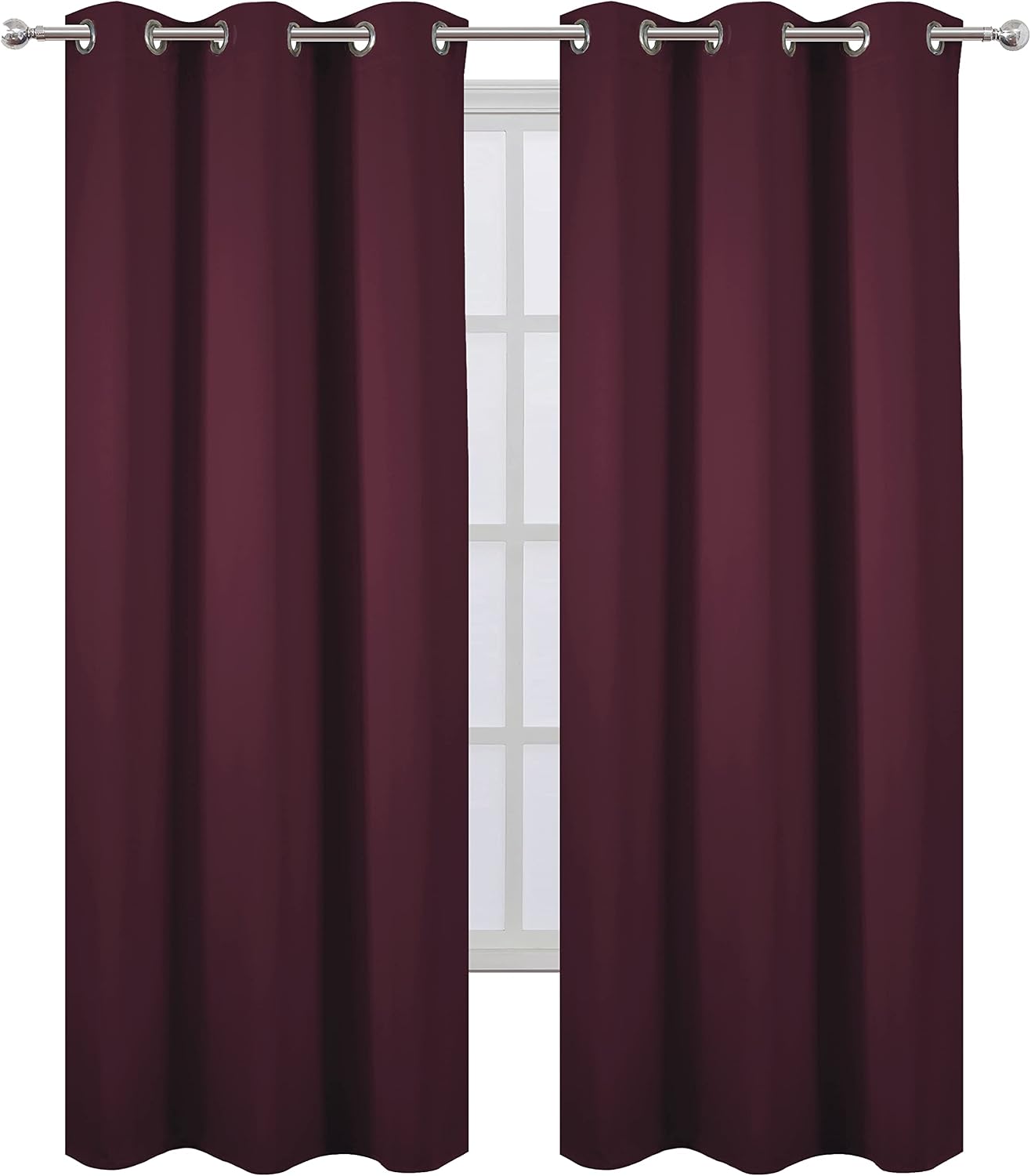 Lemomo Burgundy Red Thermal Blackout Curtains/38 x 84 Inch/Set of 2 Panels Room Darkening Curtains for Bedroom 84 Inch Red