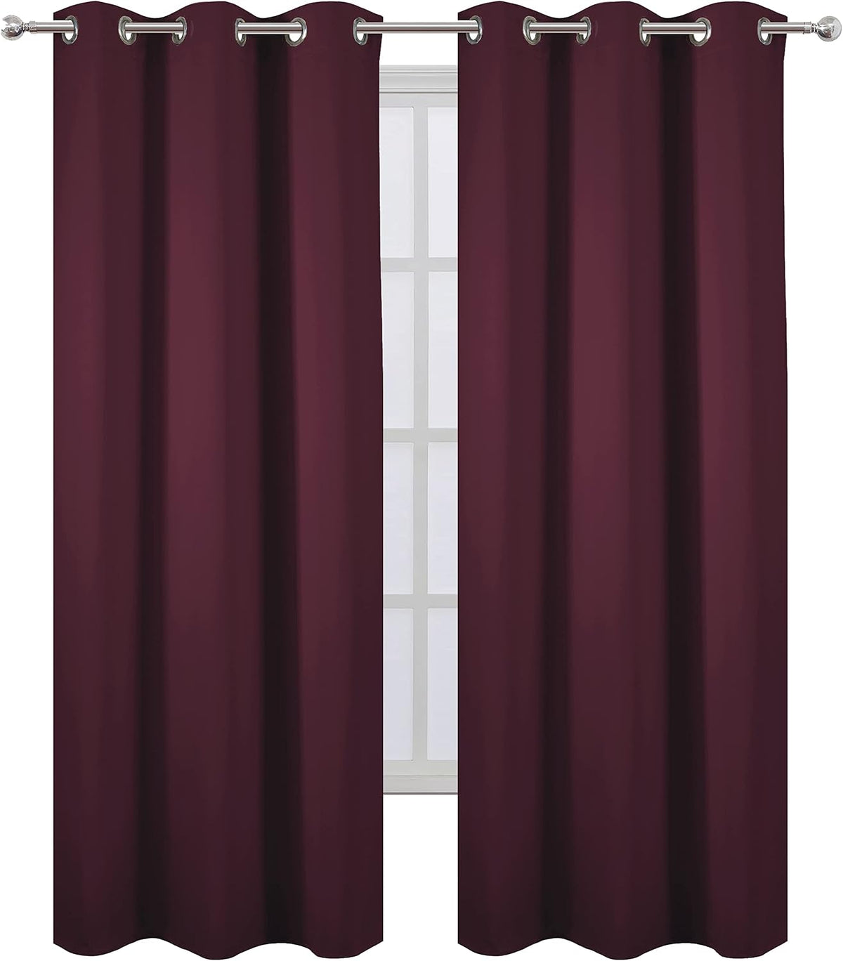 Lemomo Burgundy Red Thermal Blackout Curtains/42 x 84 Inch/Set of 2 Panels Room Darkening Curtains for Bedroom 84 Inch Red