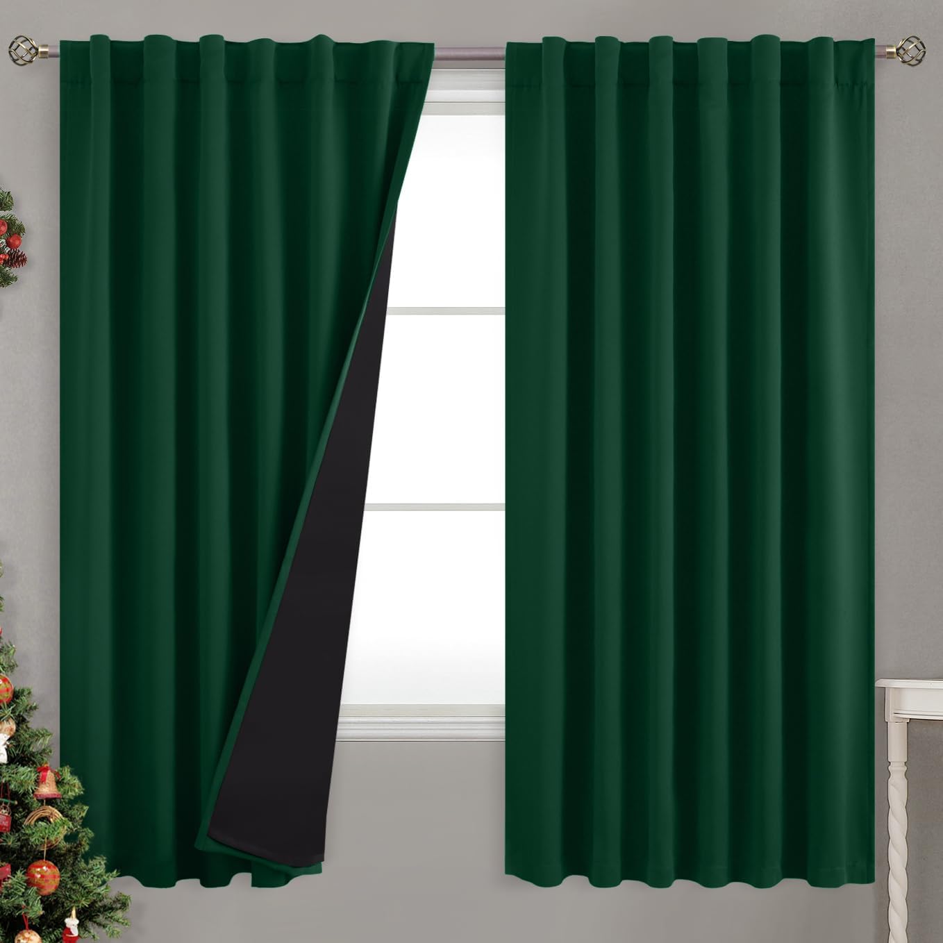 BGment 100% Thermal Insulated Blackout Curtains 63 Inches Long with Liner, Rod Pocket and Back Tab Double Layer Noise Reduce Room…