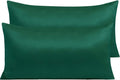 Ntbay Zippered Satin Pillow Cases for Hair and Skin, Luxury King Hidden Zipper Pillowcases Set of 2, 20x36 Inches, Dark Green 36 Inches Gre…