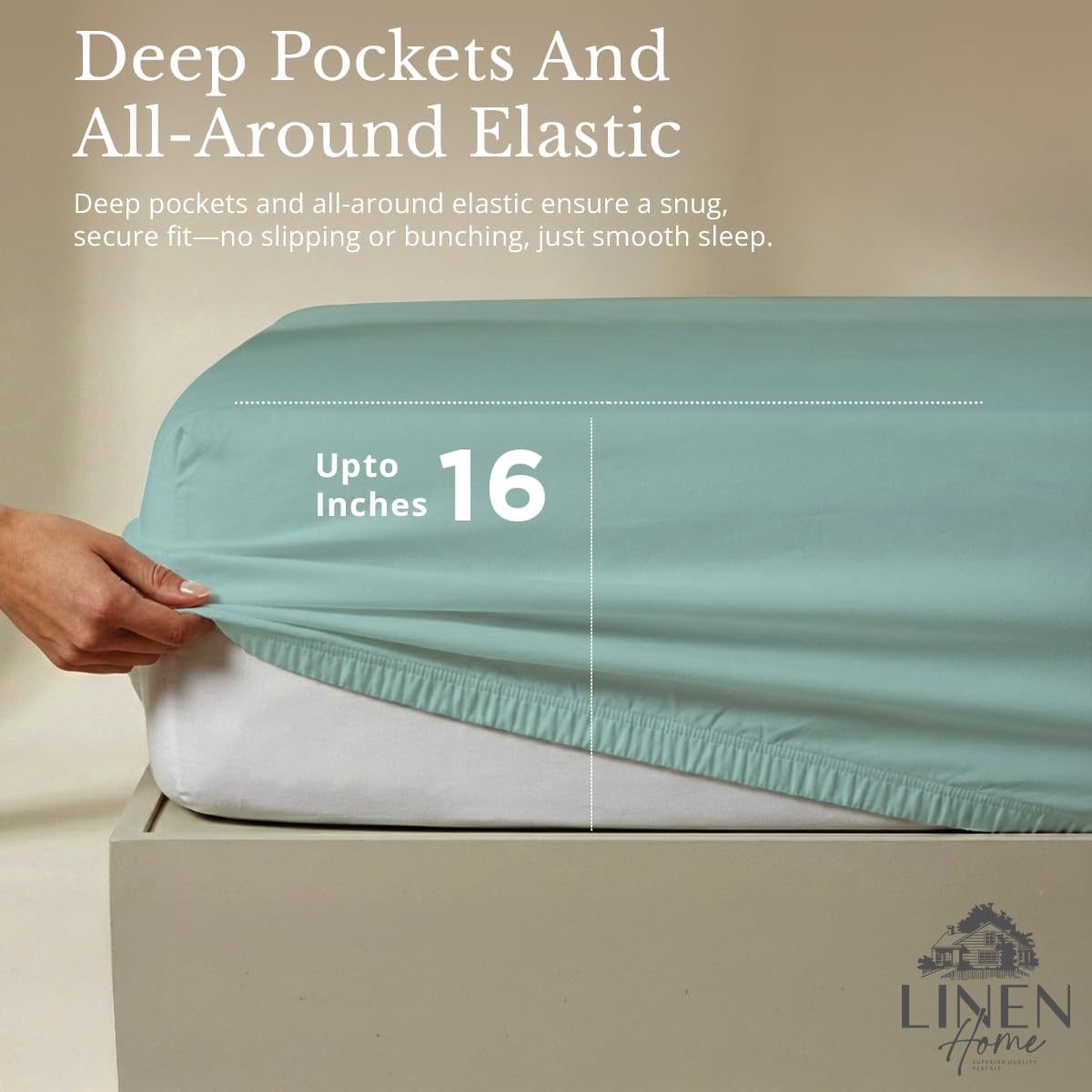 Linen Home 100% Cotton Percale Sheets Twin Size, Aqua Blue, Deep Pocket, 3 Pieces Set - 1 Flat, 1 Deep Pocket Fitted Sheet and 1…
