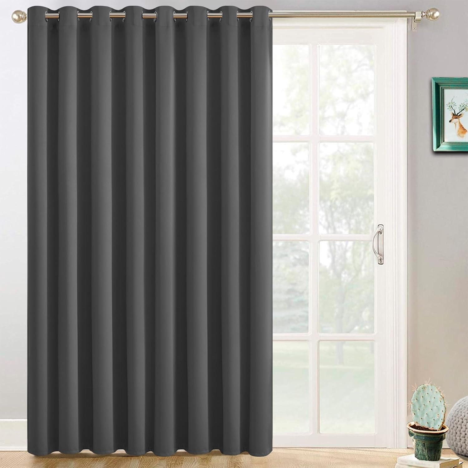 Yakamok Blackout Patio Curtains 100x84 Inches for Sliding Door Extral Wide Blackout Curtain Panels Thermal Insulated Room Divider…