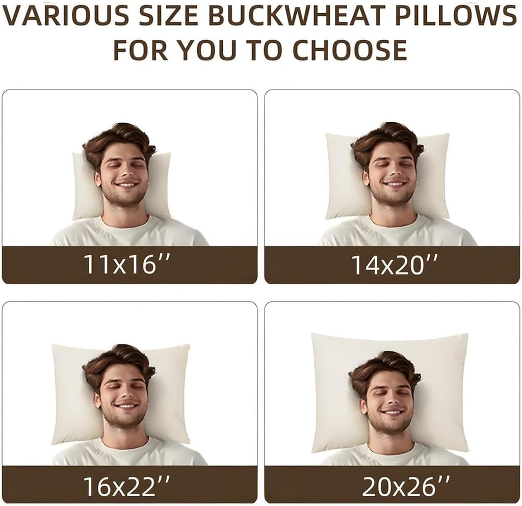 LOFE® Organic Buckwheat Pillow for Sleeping with Organic Cotton Pillowcase - 14x20'' Adjustable Pillow, Breathable for Cool Sleep…
