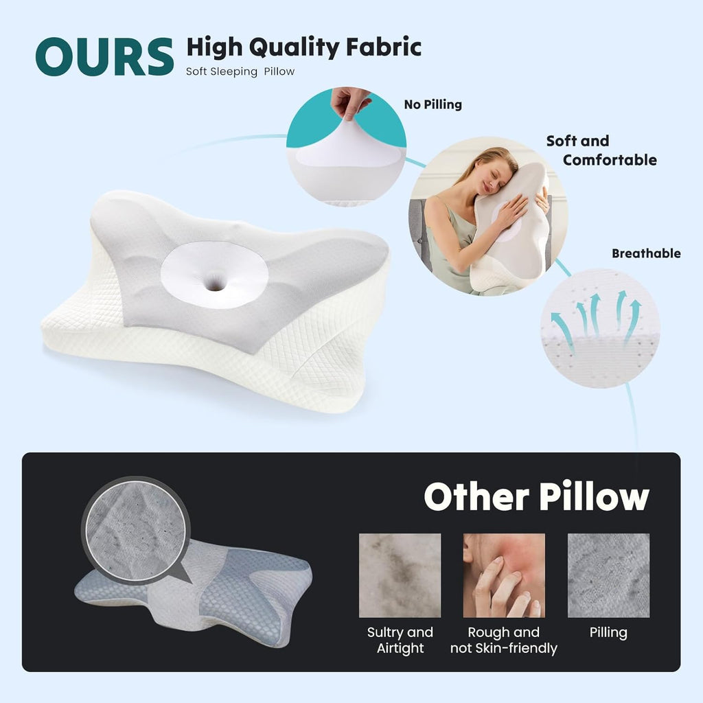 Sweetcrispy 2 Pack Cooling Ergonomic Memory Foam Cervical Pillow for Neck and Shoulder, Orthopedic Neck Support for Back Stomach…