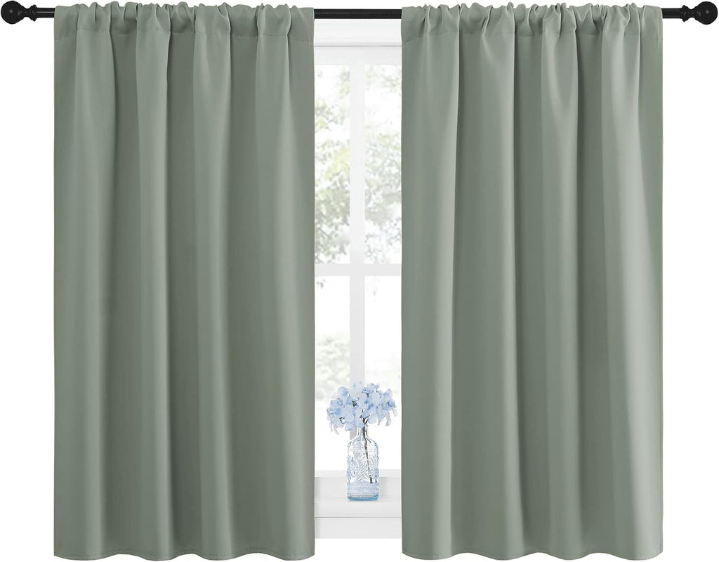 NICETOWN Window Curtains Blackout Drapes - Thermal Insulated Solid Rod Pocket Blackout Curtains/Draperies for Living Room (Sage Green, 1…